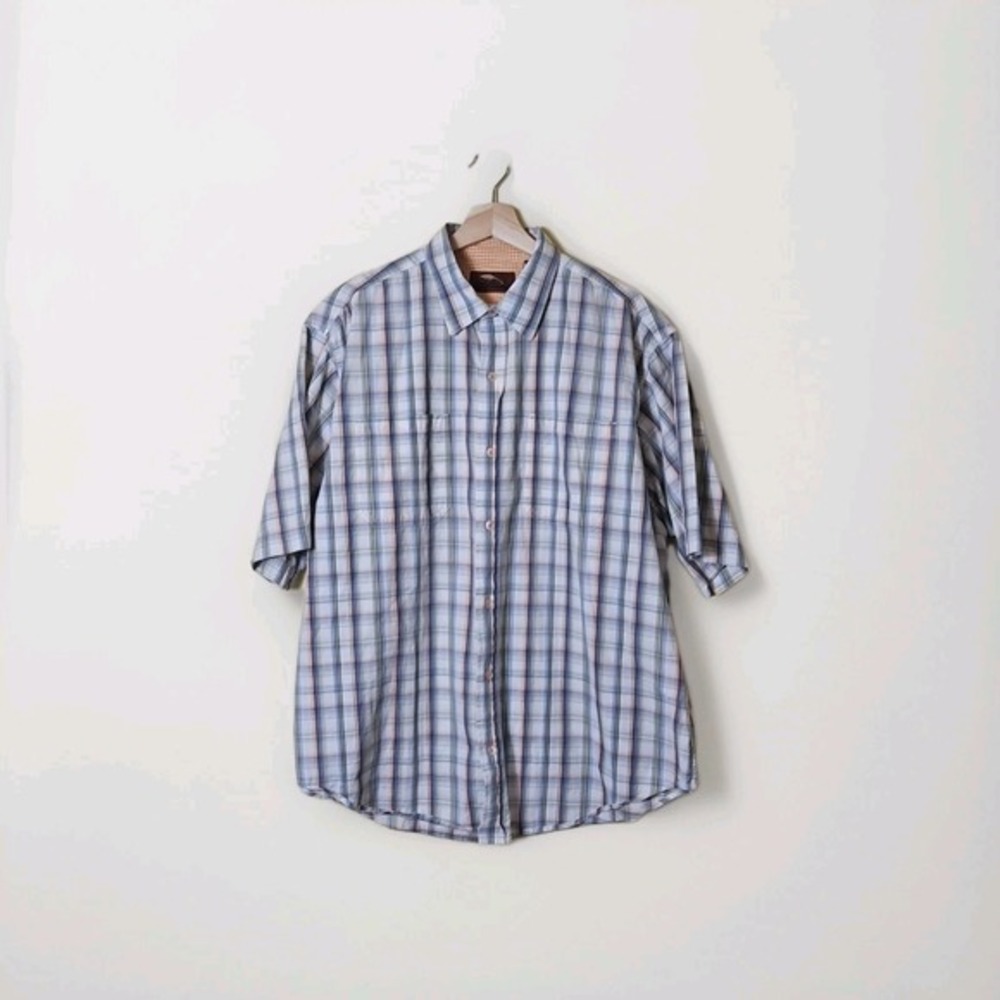 Bob Timberlake XL Men Plaid Short Sleeve Button Up Shirt 100% Cotton Light Airy‎